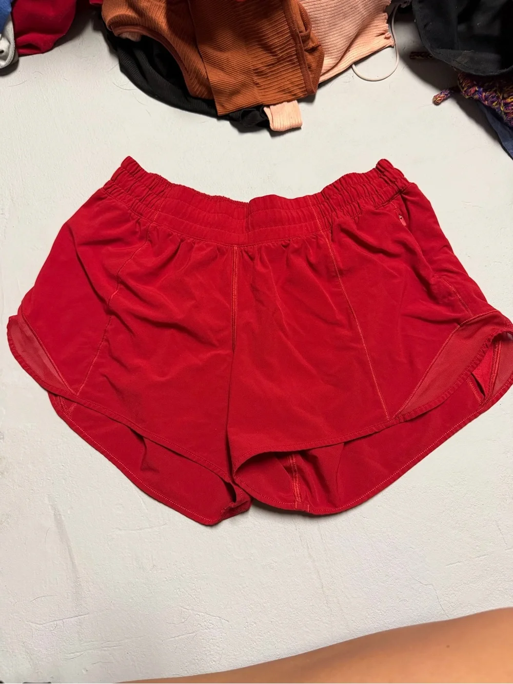 lululemon athletica Black with Red Lined Athletic Shorts